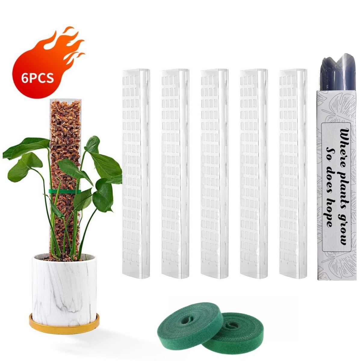 Indoor Herb Garden - Moosstangen, Pflanzen, Pflanzenstütze, Kunststoff, transparent, wiederverwendbar,