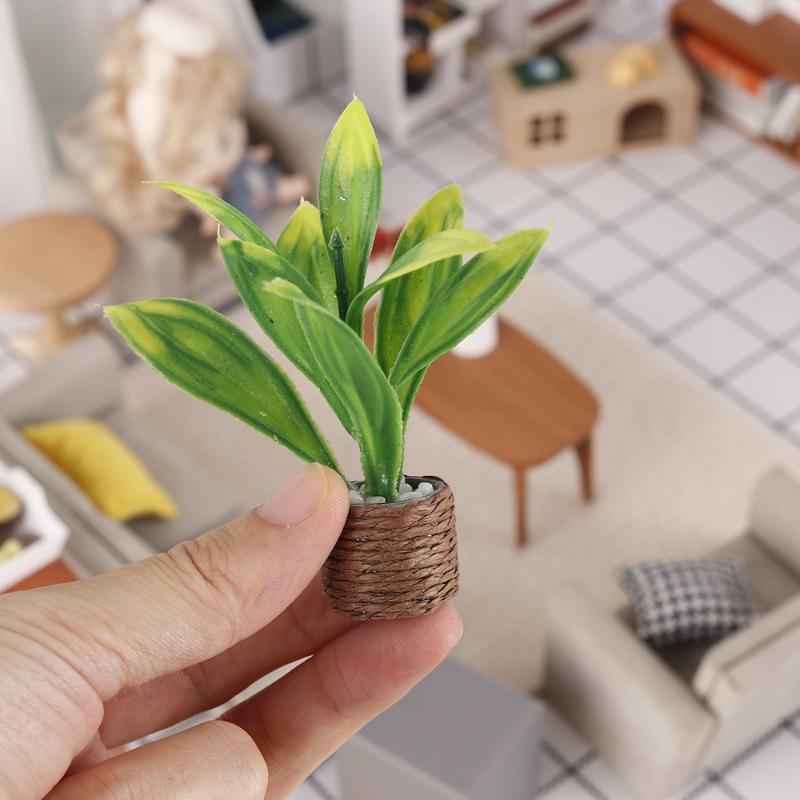 Plant Pot - 1 Stück Mini-Kunstpflanze im Topf, Puppenhaus-Grünpflanze,