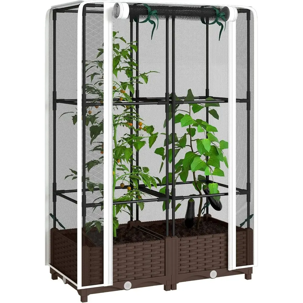 Self Watering Planter - Hochbeet mit Rankgitter, 46,5 cm Tomatenstütze,