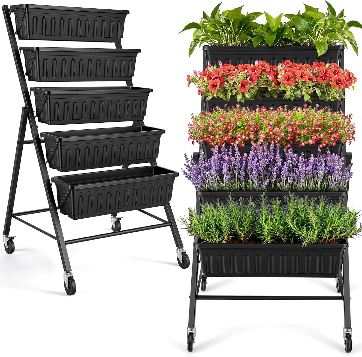 Vertical Planter - Vertikales Hochbeet mit Rädern, 5-stufiges Erhöhtes