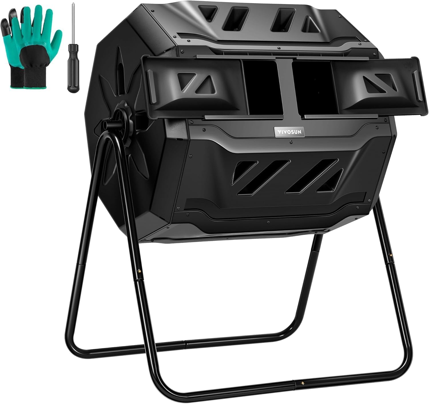 Compost Bin - VIVOSUN Outdoor-Trommelkomposter, doppelt rotierender Kompostbehälter, 43