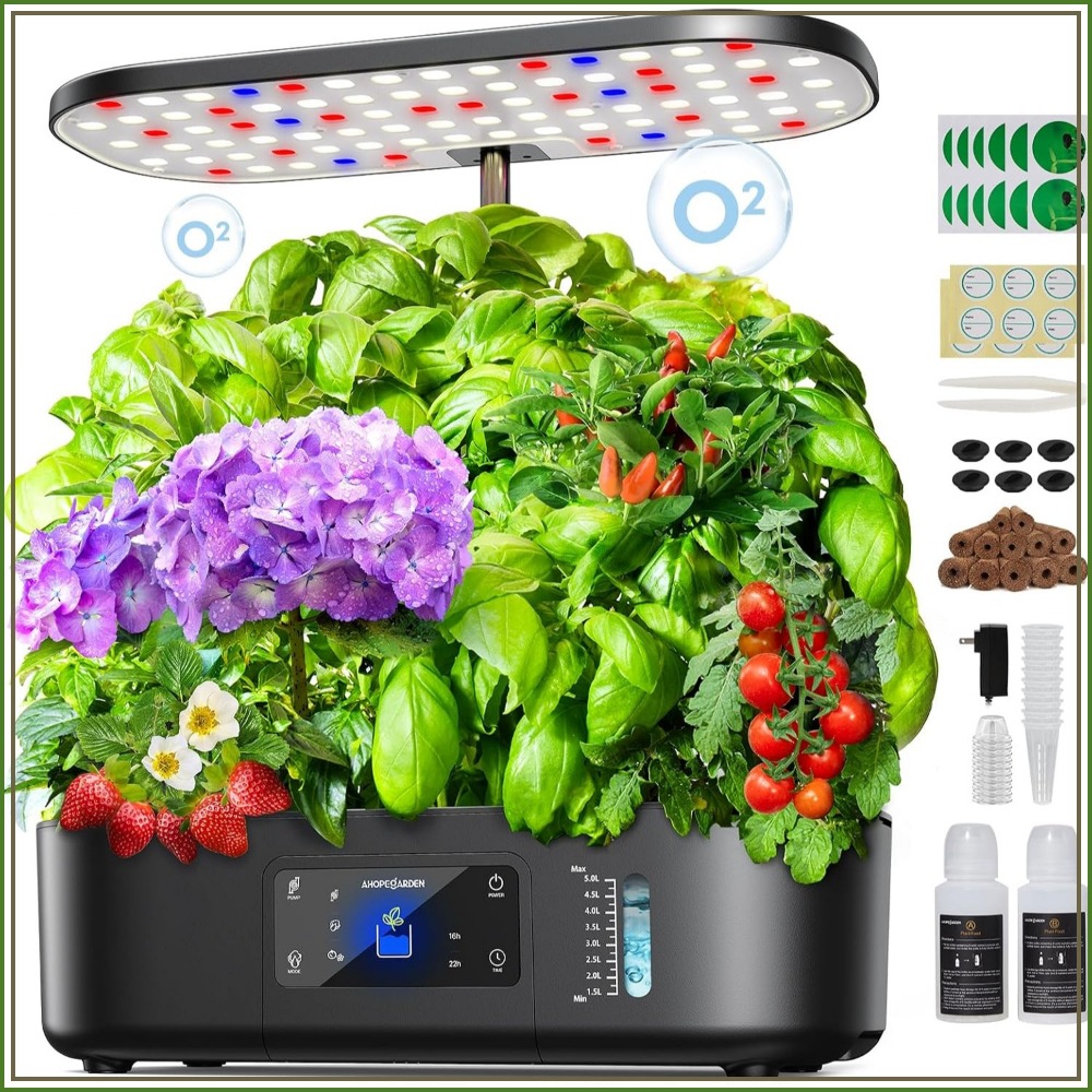 Indoor Herb Garden - 12-Pod Indoor-Hydroponik-Garten mit LCD & Wachstumsbeleuchtung,