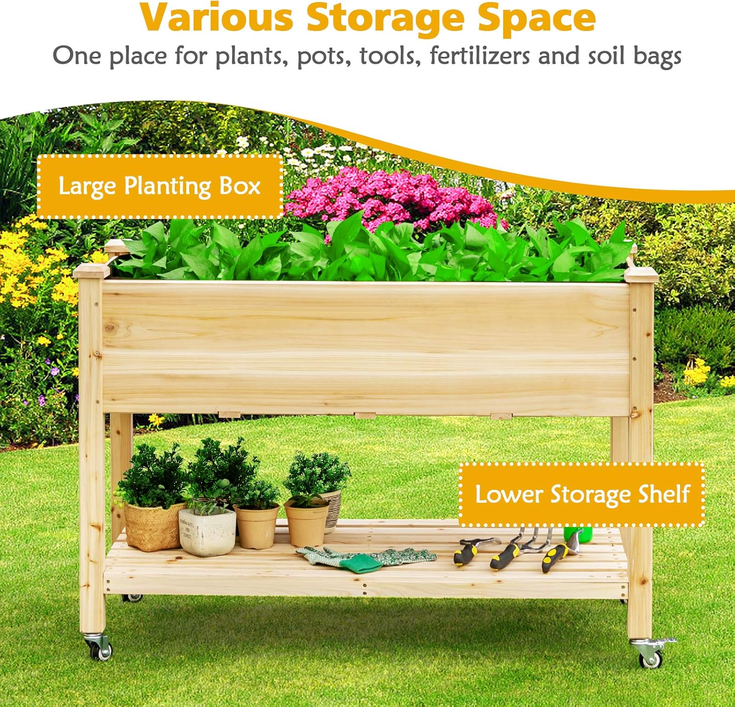 Holz-Hochbeet auf Rädern für G – Raised Garden Bed Bewertung und Preis