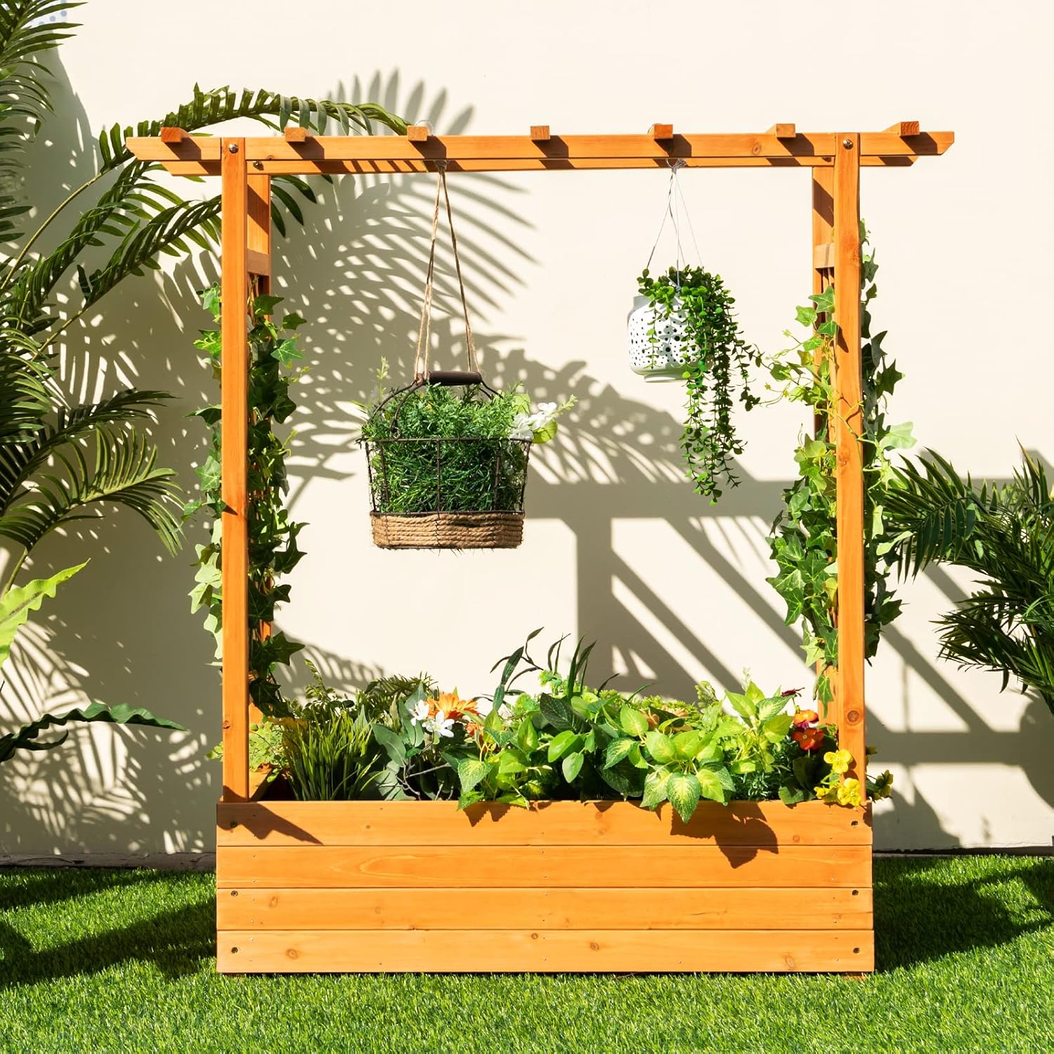 Holz-Hochbeet mit Bogenrankgit – Raised Garden Bed Bewertung und Preis