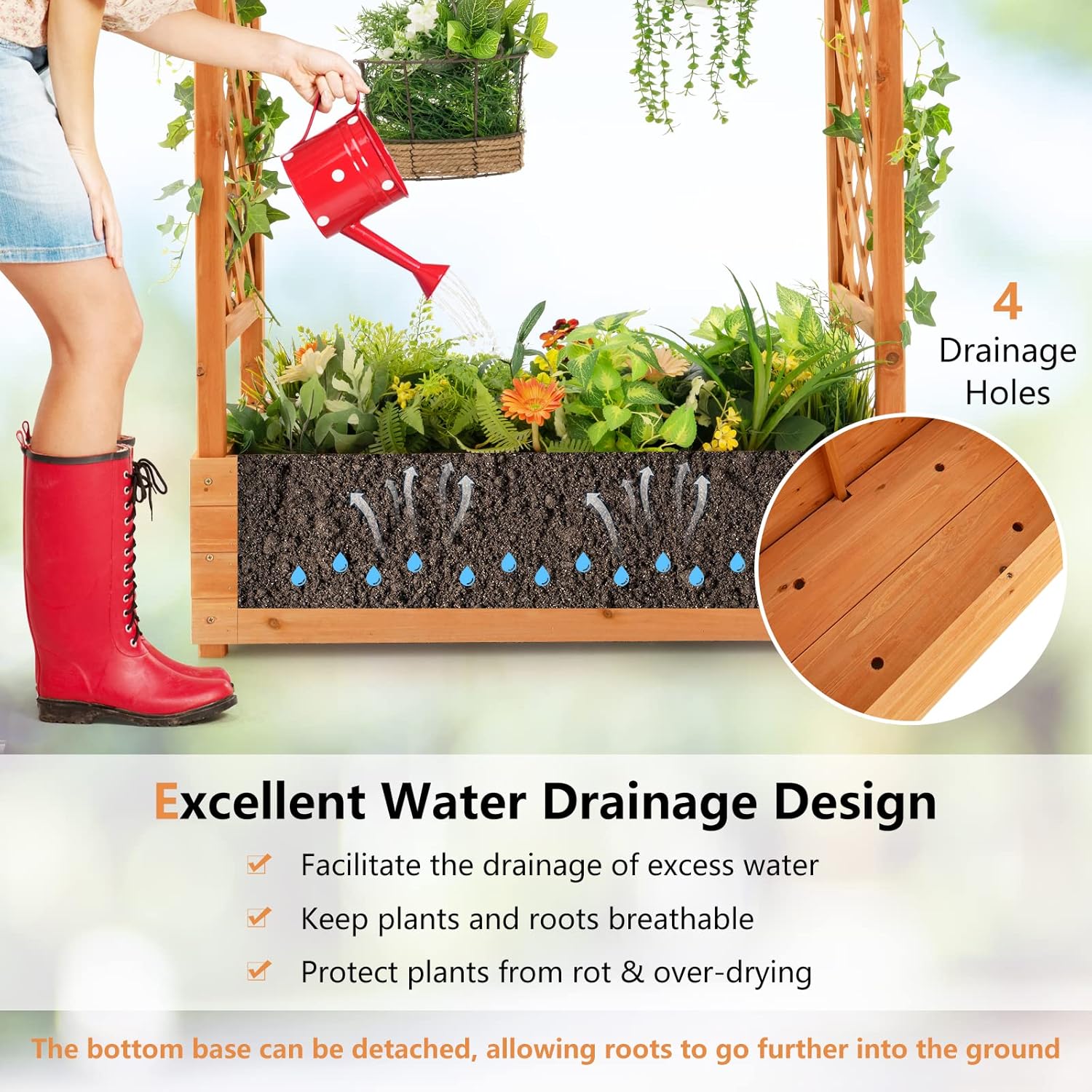 Holz-Hochbeet mit Bogenrankgit – Raised Garden Bed Bewertung und Preis